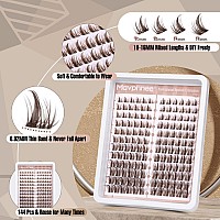 Brown Lash Clusters Natural Lash Individuals 144 Pcs Eyelash Extensions Wispy Lash Extensions D Curl Dark Brown Eyelash Clusters