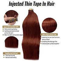 Tape In Hair Extensions Human Hair 14 Inch Invisible Straight Seamless Skin Weft Remy Tape In Hair Extensions Brown Colored 30G