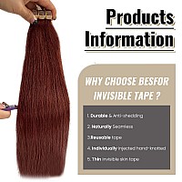 Tape In Hair Extensions Human Hair 14 Inch Invisible Straight Seamless Skin Weft Remy Tape In Hair Extensions Brown Colored 30G