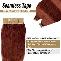 Tape In Hair Extensions Human Hair 14 Inch Invisible Straight Seamless Skin Weft Remy Tape In Hair Extensions Brown Colored 30G