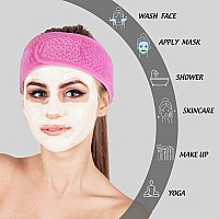 Whaline 4 Pack Spa Facial Headband Makeup Hair Wrap Adjustable Hair Band Soft Towel Head Band For Face Washing Shower Sports Yog