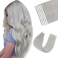 Sixstarhair Tape In Hair Extensions Remy Human Hair Silver Gray Color Silky Straight Tape Hair Extensions Human Hair Extensions