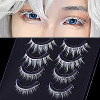 Outopen White False Eyelashes Halloween White Eye Lashes Extension Tools Anime Cosplay Makeup Natural Looking Masquerade Party E