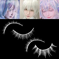 Outopen White False Eyelashes Halloween White Eye Lashes Extension Tools Anime Cosplay Makeup Natural Looking Masquerade Party E