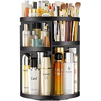 Hemtroy Makeup Organizer 360 Rotating Adjustable Skincare Organizers With Brush Holder Cosmetics Display Cases For Vanity Bath