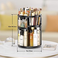 Hemtroy Makeup Organizer 360 Rotating Adjustable Skincare Organizers With Brush Holder Cosmetics Display Cases For Vanity Bath