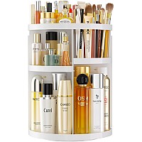 Hemtroy Makeup Organizer 360 Rotating Adjustable Skincare Organizers With Brush Holder Cosmetics Display Cases For Vanity Bath