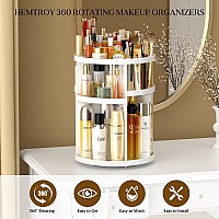 Hemtroy Makeup Organizer 360 Rotating Adjustable Skincare Organizers With Brush Holder Cosmetics Display Cases For Vanity Bath