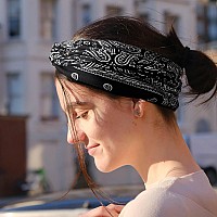 Dreshow 4 Pack Boho Cotton Nonslip Headbands For Women Girls Yoga Workout Running Knotted Turban Floral Elastic Head Wrap