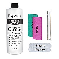 Pronto Pure Acetone 16 Oz Nail Polish Remover Gel Nail Kit Acrylic Nail Kit Including Cuticle Pusher Nail File Nail Buffer A