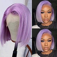 Short Human Hair Wigs Light Purple Bob Wig 13X4 Lace Frontal Wig Human Hair Straight Lilac Bob Wigs For Black Women Pre Plucked