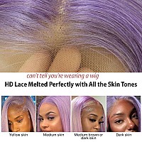 Short Human Hair Wigs Light Purple Bob Wig 13X4 Lace Frontal Wig Human Hair Straight Lilac Bob Wigs For Black Women Pre Plucked