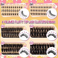 Calphdiar Fluffy Lash Clusters With Bottom Lashes Cluster Eyelash Extensions 60D80D100D120D Thick Volume Individual Lashes 12