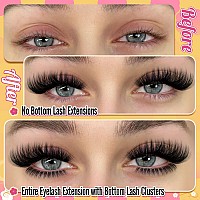 Calphdiar Fluffy Lash Clusters With Bottom Lashes Cluster Eyelash Extensions 60D80D100D120D Thick Volume Individual Lashes 12