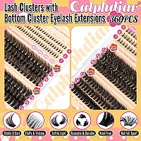 Calphdiar Fluffy Lash Clusters With Bottom Lashes Cluster Eyelash Extensions 60D80D100D120D Thick Volume Individual Lashes 12