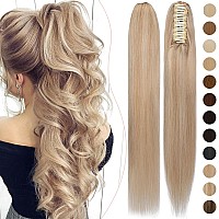 Rich Choices Claw Clip Ponytail Extension Human Hair Real Hair Ponytail Extension Balayage Jet Black 20 Inch 120G One Piece Clip