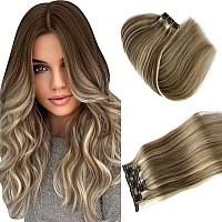 Clip In Hair Extensions Highlight Ash Blonde And Golden Blonde 12 Inch Remy Clip In Human Hair Extensions Thick Seamless Clip In