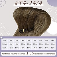 Full Shine Sew In Hair Extensions Weft Straight Hair Extensions Color Brown To Blonde Mix Brown Machine Tied Weft Extensions Sof