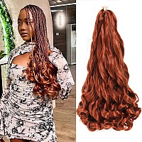 French Curly Braiding Hair 24 Inch Pre Stretched Bouncy Braiding Hair Loose Wavy Braiding Hair Synthetic Hair Extensions For