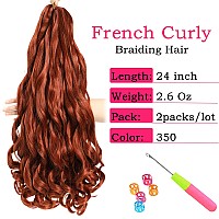 French Curly Braiding Hair 24 Inch Pre Stretched Bouncy Braiding Hair Loose Wavy Braiding Hair Synthetic Hair Extensions For