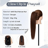 Rich Choices Claw Clip Ponytail Extension Human Hair 4 Medium Brown Real Hair Ponytail Extension Balayage 14 Inch Clip In Long