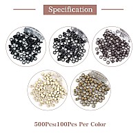 Vlasy 500Pcs 5Mm Silicone Lined Micro Ring Beads For Hair Extensions 5Colors Apply Multicolour