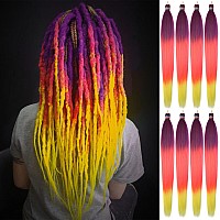 Run Shui Ombre Purplepinkyellow Pre Stretched Braiding Hair 36 Inches Kanekalon Braid Hair Extensions 8 Packs Multi Color Bl