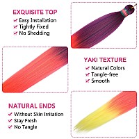 Run Shui Ombre Purplepinkyellow Pre Stretched Braiding Hair 36 Inches Kanekalon Braid Hair Extensions 8 Packs Multi Color Bl