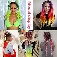 Run Shui Ombre Purplepinkyellow Pre Stretched Braiding Hair 36 Inches Kanekalon Braid Hair Extensions 8 Packs Multi Color Bl