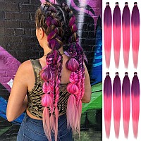 Run Shui Ombre Purplepink Pre Stretched Braiding Hair 36 Inches Kanekalon Braid Hair Extensions 8 Packs Multi Color Blend Bra