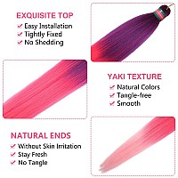 Run Shui Ombre Purplepink Pre Stretched Braiding Hair 36 Inches Kanekalon Braid Hair Extensions 8 Packs Multi Color Blend Bra