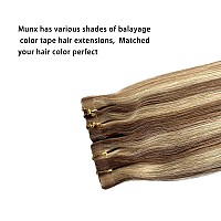 Tape In Hair Extensions Human Hair 16 Inch Invisible Straight Seamless Skin Weft Remy Tape In Hair Extensions Brown Colored 30G