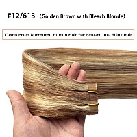 Tape In Hair Extensions Human Hair 16 Inch Invisible Straight Seamless Skin Weft Remy Tape In Hair Extensions Brown Colored 30G