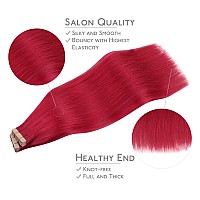 Wennalife Tape In Hair Extensions Human Hair 40Pcs 60G 10 Inch Red Hair Extensions Real Human Hair Straight Tape In Extensions