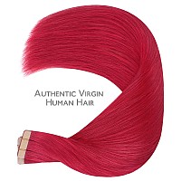 Wennalife Tape In Hair Extensions Human Hair 40Pcs 60G 10 Inch Red Hair Extensions Real Human Hair Straight Tape In Extensions