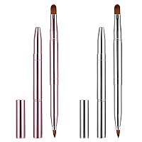 2 Pack Retractable Lip Brush For Lipstick Doubleended Lip Makeup Brushes Retractable With Cap Lip Gloss Lipstick Brush Applica