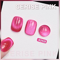 Gaoy Neon Pink Cat Eye Gel Nail Polish 16Ml Pink Glitter Holographic Nail Polish With Magnet Reflective Translucent Uv Gel 24