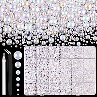 11000Pcs Flatback Pearls For Crafting White Ab Assorted Size 23456810Mm Non Hotfix Half Pearl Bedazzling Bead For Diy