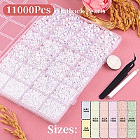 11000Pcs Flatback Pearls For Crafting White Ab Assorted Size 23456810Mm Non Hotfix Half Pearl Bedazzling Bead For Diy