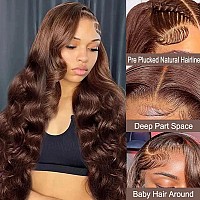 Chocolate Brown Lace Front Wig Human Hair 13X4 Hd Brown Wig Human Hair Body Wave Brown Lace Front Wigs Human Hair Colored Light