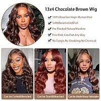 Chocolate Brown Lace Front Wig Human Hair 13X4 Hd Brown Wig Human Hair Body Wave Brown Lace Front Wigs Human Hair Colored Light