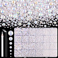 13000Pcs Flatback Pearls For Crafting White Ab Assorted Size 23456810Mm Non Hotfix Half Pearl Bedazzling Bead For Diy