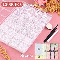 13000Pcs Flatback Pearls For Crafting White Ab Assorted Size 23456810Mm Non Hotfix Half Pearl Bedazzling Bead For Diy