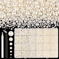 13000Pcs Flatback Pearls For Crafting Beige Ab Assorted Size 23456810Mm Non Hotfix Half Pearl Bedazzling Bead For Diy