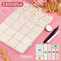 13000Pcs Flatback Pearls For Crafting Beige Ab Assorted Size 23456810Mm Non Hotfix Half Pearl Bedazzling Bead For Diy