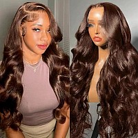 Chocolate Brown Wig Human Hair 13X4 Hd Transparent 4 Chocolate Brown Body Wave Lace Front Wigs Human Hair Pre Plucked With Baby