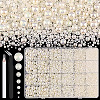 11000Pcs Flatback Pearls For Crafting Beige Ab Assorted Size 23456810Mm Non Hotfix Half Pearl Bedazzling Bead For Diy