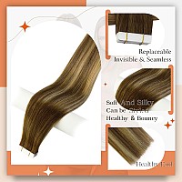 Full Shine Seamless Tape In Hair Extensions Brown And Blonde 427608 Human Hair Tape In Extensions Remy Invisible Tape In Exte