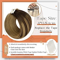 Full Shine Tape In Human Hair Extensions Color 2827 Brown And Honey Blonde Tape In Hair Extensions Real Human Hair 20Inch Hair