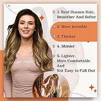 Full Shine Tape In Human Hair Extensions Color 2827 Brown And Honey Blonde Tape In Hair Extensions Real Human Hair 20Inch Hair